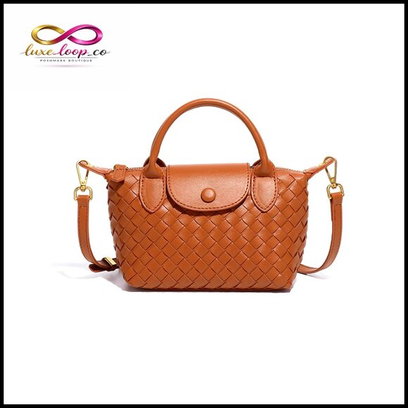 Braided Faux Leather Hobo Satchel Adjustable Strap Top Handle Crossbody Bag